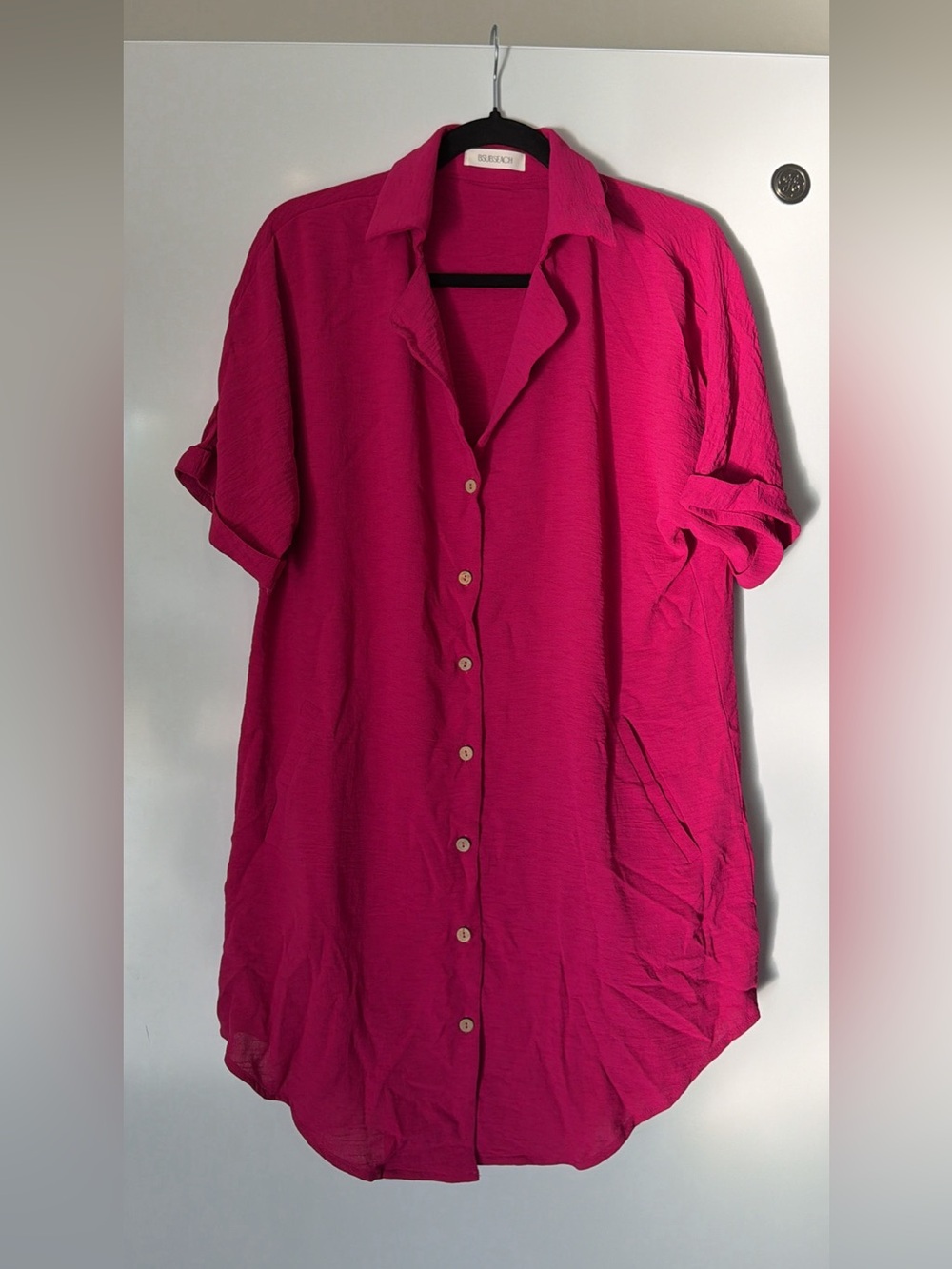 beach cover up relaxed fit - magenta hot pink